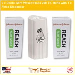 2 x Reach Dental Mint Waxed Floss 200 Yd. Refill with 1 x Floss Dispenser (Retail Package)