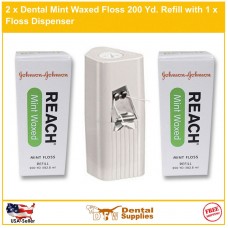 2 x Reach Dental Mint Waxed Floss 200 Yd. Refill with 1 x Floss Dispenser (Retail Package)