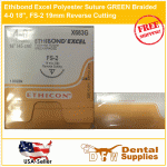 Ethibond Excel Polyester Suture GREEN Braided 4-0 18", FS-2 19mm X683G, RC