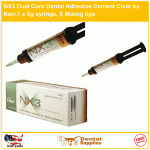 NX3 Dual Cure Dental Adhesive Cement Clear by Kerr,1 x 5g syringe, 8 Mixing tips