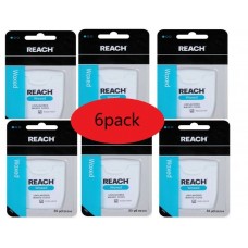 6 x REACH Unflavored Waxed Dental Floss, 55 yds 