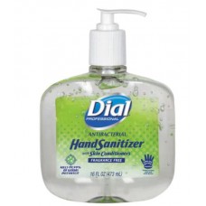 Dial® Professional Antibacterial Gel Hand Sanitizer w/Moisturizers, 16oz Pump, Fragrance-Free