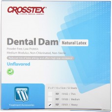 Crosstex latex dental dam 5" x 5" unflavored (blue) 52/bx